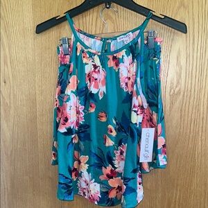 Green Floral Sleeveless Camisole with matching shorts Girls 16 Chenault Girl‎